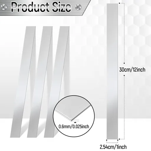 Amylove 10 Pcs Metal Strips Shim Stock Metal Sheet Shims Gap Filler Trim Strip 0.02'' Thickness(Stainless Steel,1'' Width)