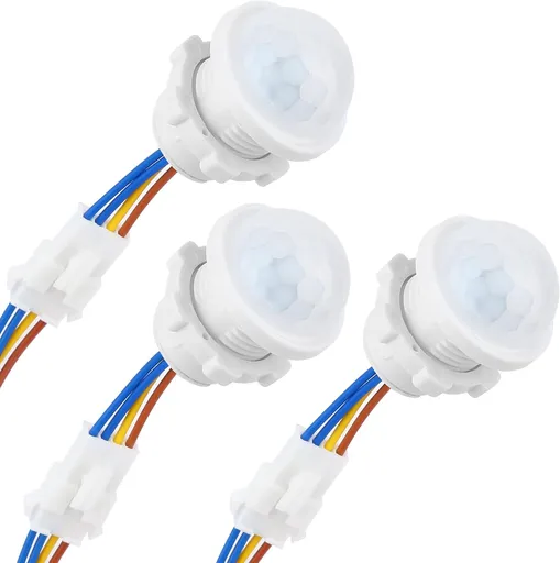 3-Pack Motion Sensor Light Switch, PIR Infrared Sensor, 30S Time Delay, Smart Detection for LED, Bulb and Other Existing Light, Ceiling & Wall Mount, Automatic Light Control, 85-265V, 40W
