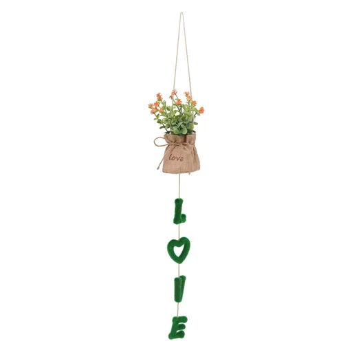 Love Hanging Flower Basket Plastic and Linen Hanging Artificial Flower for Home Wedding