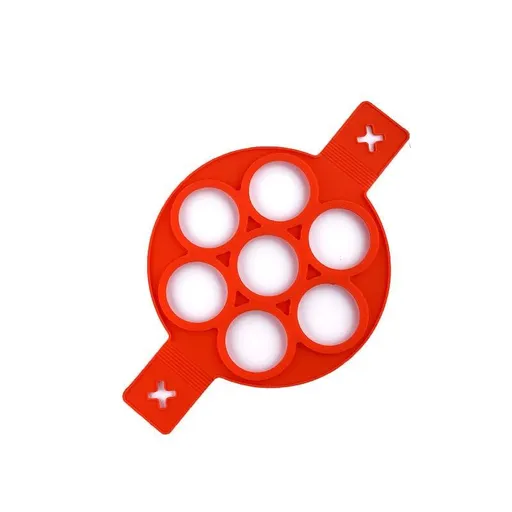 Silicone Non Stick Fantastic Seven Holes Egg Pancake Maker Ring Kitchen Baking Moulds Flip Cooker Egg Ring Mold (7-ROUND)