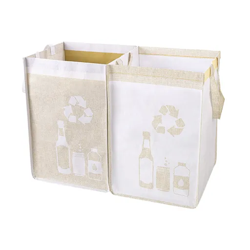 2 Pieces Reusable Recycling Bags, Waterproof Waste Sorting Organisers for Kitchen, Laundry, Home and Caravan Use, 30 x 30 x 43 cm, Black