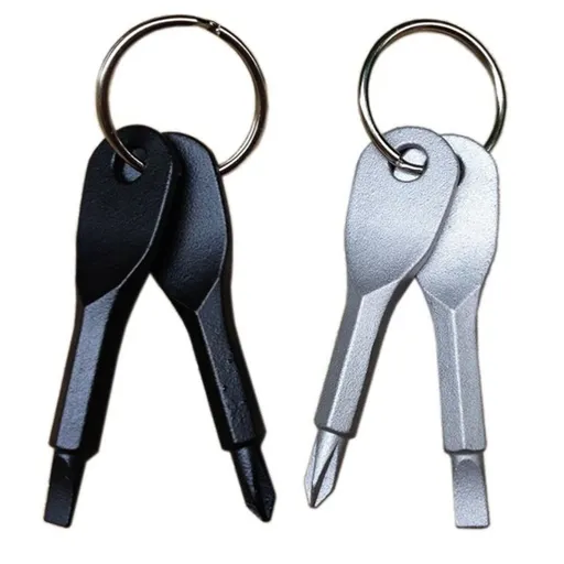 2 Pcs Portable Keychain Screwdriver Set, Mini Pocket Key Chain Phillips Slotted Head Screwdriver with Key Ring, Outdoors