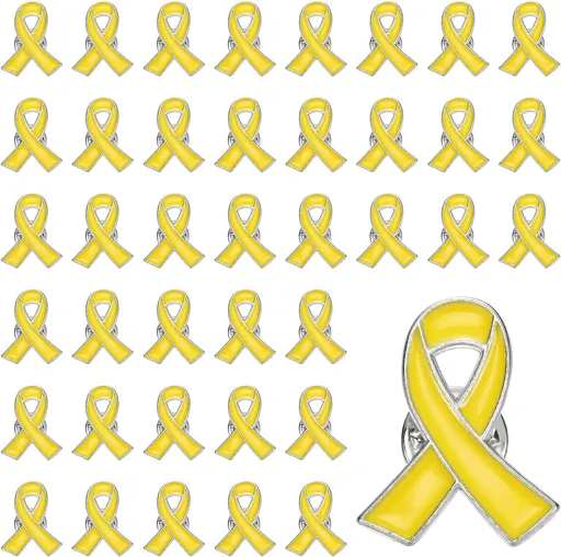 Ribbon Pins, Awareness Pins with Secure Clutch Back Enamel Lapel Brooch for Public Charity Support Fundraiser Events Yellow -