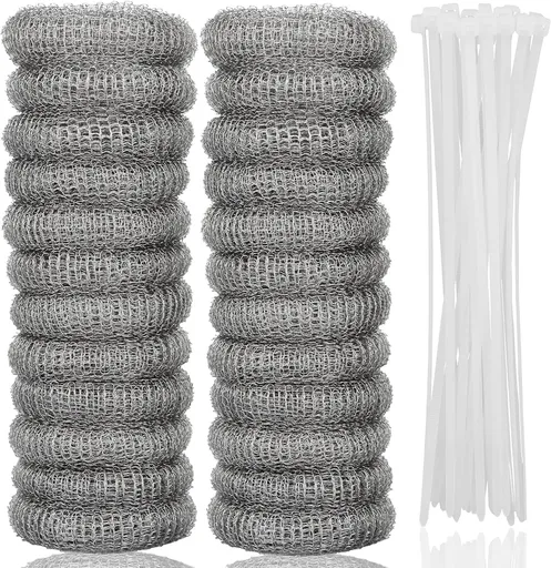 24 PCS Lint Traps Stainless Steel Washing Machine Lint Snare Traps, Washer Hose Lint Traps with 24 PCS Cable Ties, Laundry Mesh Washer Sink Drain Hose Screen Filter