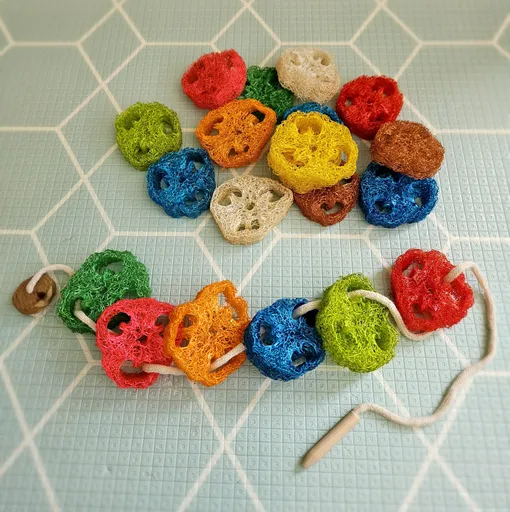 Rainbow loofah lacing toys