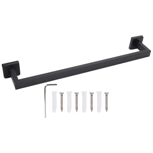 Hand Towel Holder Black Stainless Steel Fashion Design High Hardness Durable Stable Easy Installation Towel Bar