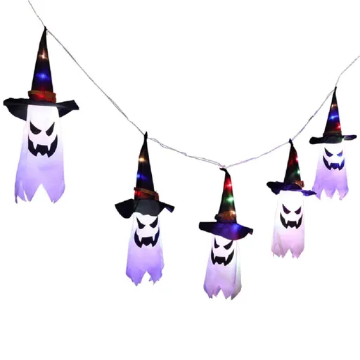 Halloween wizard's hat Colored lamp Starry Ghost Atmosphere Waterproof Battery Box String Lights ice Strip Light Color