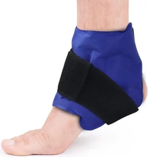 Reusable Hot And Cold Gel Ice Pack Wrap With Adjustable Strap For Ankle Knee Wrist And Foot Recovery, Blue Black