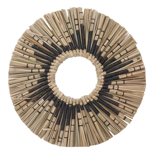 Seagrass Wall Mirror Hand Woven Decorative Round Seagrass Hanging Mirror for Entryway Bedroom Bathroom Original Color and Black