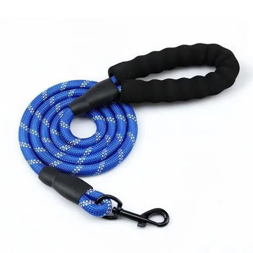 Reflective Dog Leash for Small, Medium, and Large Breeds – Durable Nylon Rope Leash with Soft EVA Foam Handle, Secure Metal Hook, and 360° Night Visibility for Safe Daily Walks, Available in Multiple Vibrant Colors and Lengths (RoyalBlue, 1.2m×0.8cm（