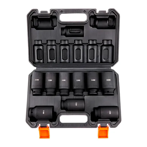 Impact Sockets Set 9pcs 6-Point 1/2in Metric Drive Bit Ratchet Tool Kit
