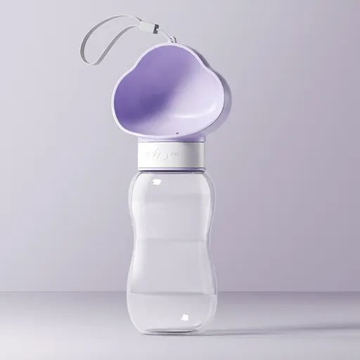 Purple 600ml Portable Dog Water Bottle - Leak-Proof Pet Travel Water Dispenser, Cloud-Shaped Drinking Bowl, Twist-to-Dispense Design, BPA-Free HIPS/PET Material for Walking Hiking Travel
