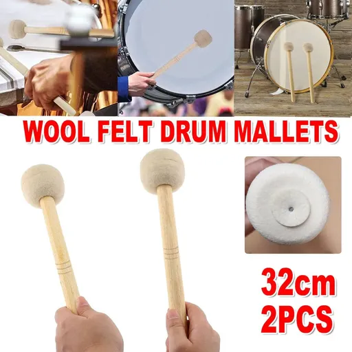2pcs Felt Drumsticks Gong Mallets Soft Hammer Drum Accessories Percussion Tools