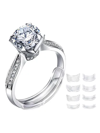 8 Sets Transparent Ring Sizer Adjuster – Invisible Ring Sizer for Women’s Loose Rings, DIY Sewing Jewelry Tool Kit, Comfortable Fit for Wedding Rings