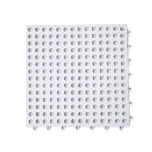 6 Pack Rubber Floor Tiles Non-Slip Pool Mat Splicing Shower Mat Outdoor Cushion Mat for Bathroom, Deck, Drain, Pool, Patio, White