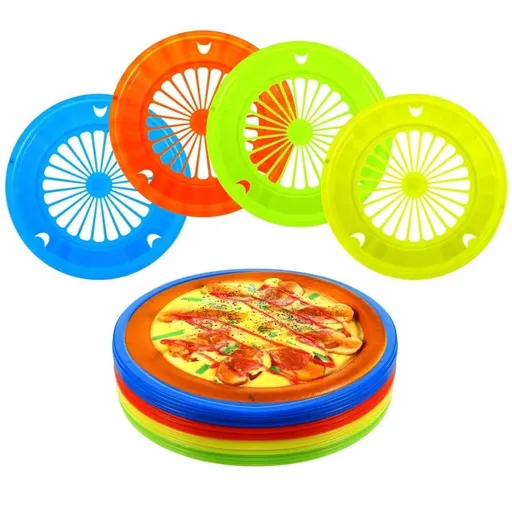 8 Pcs Plastic Paper Plate ers 10 Inch Reusable Paper Plate ers Round Plate er Bright Colors Paper Plate Dispenser with Snap in Grooves(Blue,Red,Green,Yellow)