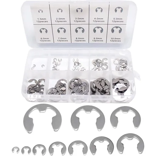 120 pcs 10 Different Sizes Stainless Steel Lock Washers With Box For Wave Groove Machine Automotive Application (Silver)