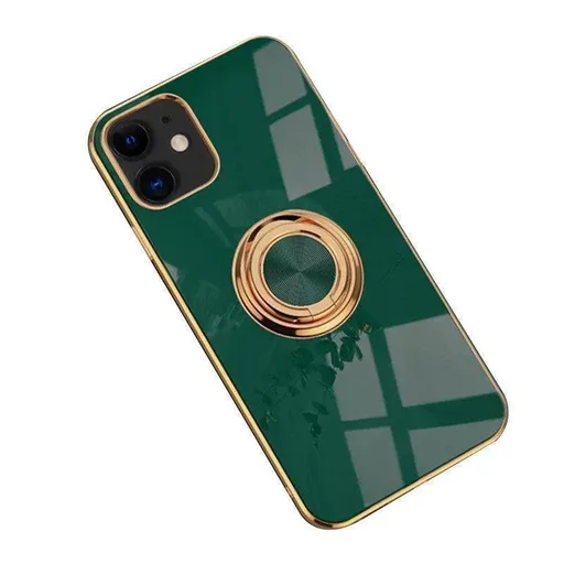 Shockproof Silicone Ring Case Stand Cover for iPhone 14 13 12 Pro Max Dark Green