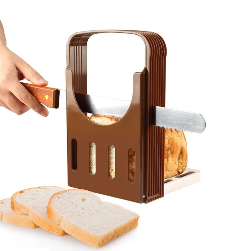 Bread Slicer, Toast Cutter Kitchen Sandwich Slicing Guide Foldable Kitchen Baking Tools with 4 Thickness for Homemade Bread Bagel