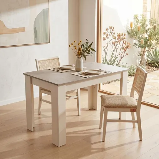 Dining Table Rectangular Wooden 120M-Grey and White