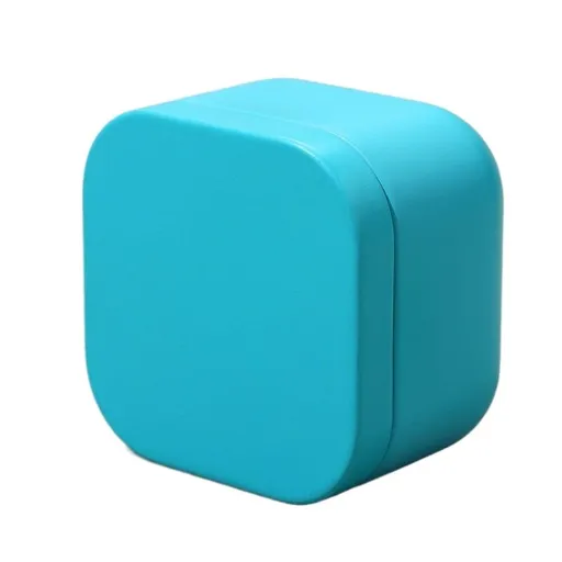Square Metal Tea Caddy with Secure Lid for Loose Leaf Tea, Coffee, Sweets and Small Dry Goods, Compact Kitchen Storage Tin, Light Blue