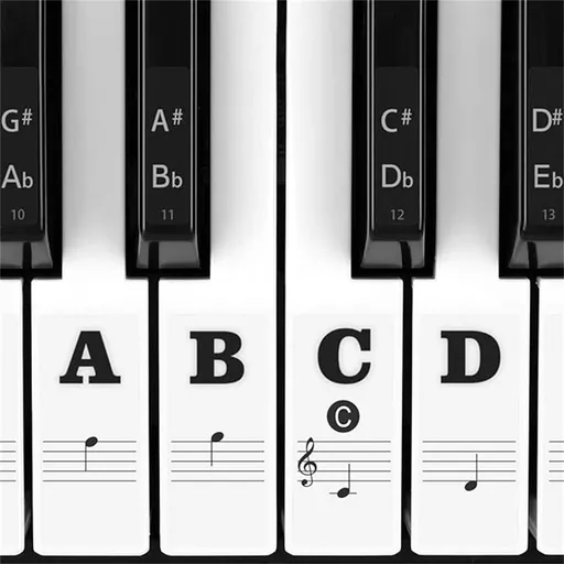 1 Pack Piano Keyboard Stickers for 88/61/54/49/37 Key,Full Set Piano Keyboard Stickers,Removable Piano Keyboard Letters,Notes Label for Beginners,Kids (Clear)