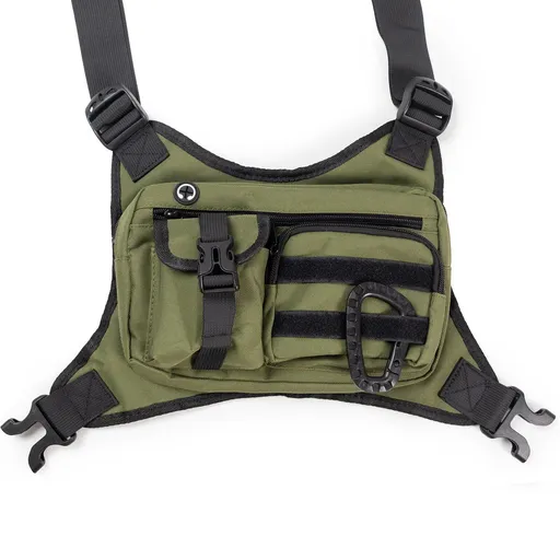 Men's Tactical Chest Rig Bag, Durable Oxford Cloth Outdoor Sports Vest Pack with V-Shaped Shoulder Straps, Multi-Pocket Storage for Hiking, Cycling, Camping, Commuting and Daily Use (Green)