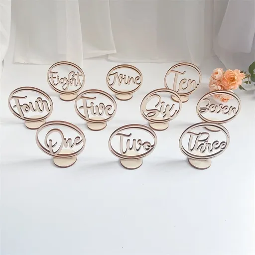 10Pcs Wooden Table Number Signs Light Yellow Smooth Finish with Stand for Wedding Reception