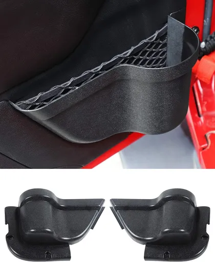 DP3 Front Door Storage Pockets, Door Side Insert Organizer Box for 2011-2018 Jeep Wrangler JK JKU 2/4 Door, Interior Storage Expansion Accessories, Black, 2 PCs