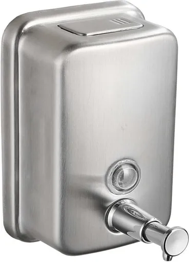 Durable commercial wall-mounted stainless steel soap dispenser with a large capacity for hand soap, rust-resistant design, perfect for bathrooms, hotels, restaurants or homes (brushed silver)