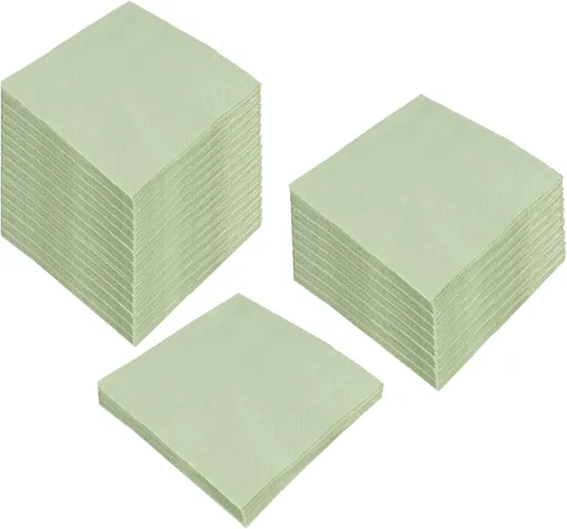 100 Pack Cocktail Napkin 2-Ply Dessert Napkins Folded 5 x 5 Inches Disposable Napkins for Dinner Wedding Birthday Party Bridal Anniversary Recepti Event (100, Sage-Green)