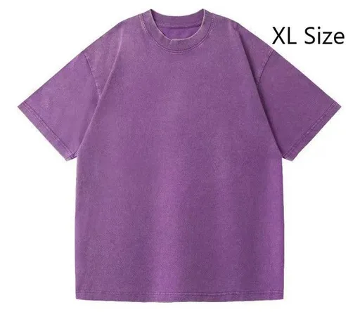 Pre‑Washed Thick Vintage Cotton T‑Shirt 230gsm Unisex Casual Wear Nice Christmas Gift Purple Size XL