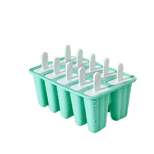 Silicone Ice Cream Mould Block Frozen Molds Icy Pole Jelly Popsicle - Green-10Grid