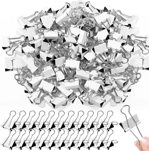 100 Pack 0. 75in/19mm White Metal Binder Clips Bulk Medium Reusable Fold Back Binder Clips Paper Clamps Spring Steel Sturdy for Home Office School Supplies