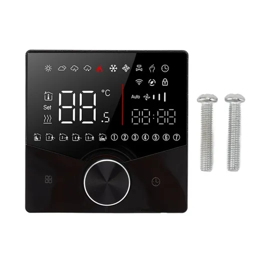 Smart Thermostat Knob Design LCD Color Display Panel Digital Thermostat for Sauna Room Underfloor Heating System Black