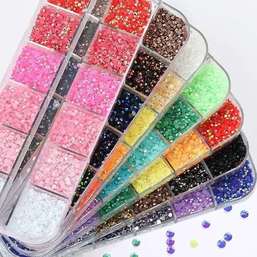 12pcs Rhinestone Nail Decorations in Multicolor, with Different Sizes