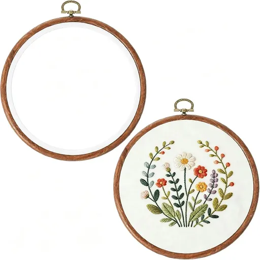 2 Pcs 6 Inch Embroidery Hoop Frame,Cross Stitch Decorative Embroidery Hoop Wood Circle 6In,Wooden Embroidery Hoops Display Frame for Hanging Ornaments Decor,Diy Art Craft Sewing