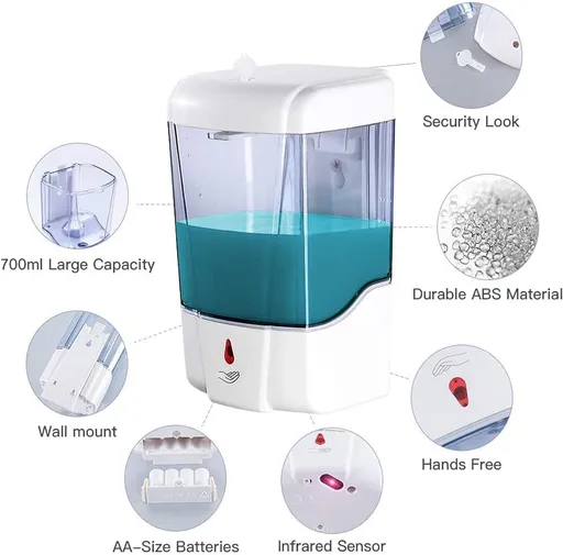 Automatic Soap Dispenser Touchless Wall-Mounted 700ML Transparent