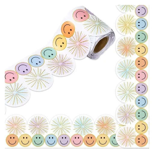 Smiling Face Pattern Border Trim Wall Sticker Bulletin Board Border Trim 32.8ft for Classroom Notice Board Chalkboard