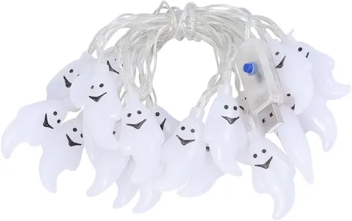 pc. LED Ghost String Light for Halloween Lights, USB Powered, Flashing Modes, Decorative Lighting for Home Parties and Events