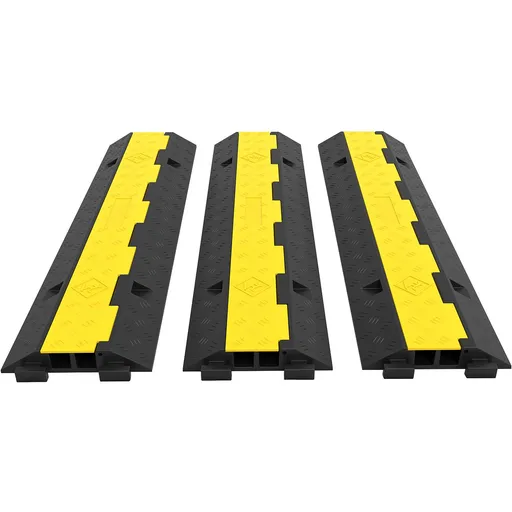 3 Pcs 2-Cable Rubber Electrical Wire Cover Cord Protector Ramp 11000 lbs