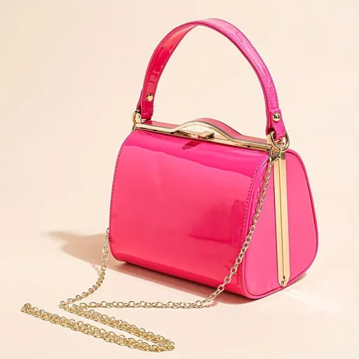 Women'S Evening Clutch Patent Leather Handbag Shiny Hand-Held Bag Hard-Shell - Orange - Size 18-13-14