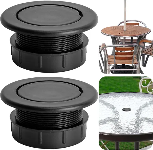 2 Pcs 2 Inch Parasol Umbrella Hole Ring Plug and Cap Set, Thicker Patio Table Hole Cover Insert, Deck Table Umbrella Holes Plug Replacement Parts for Outdoor Patio Table Garden Yard