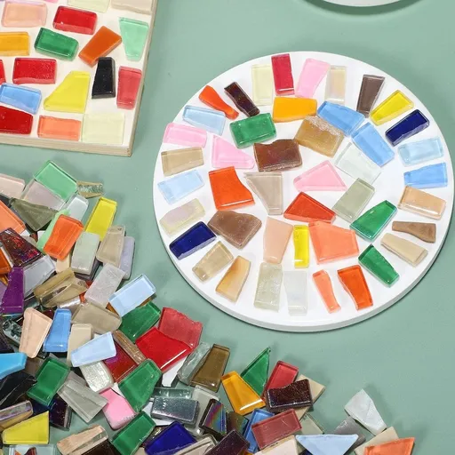 Mosaic Glass Tiles Small Pieces for Crafts and Flower Pots Bulk Pack Adult Home D ecor Supplies