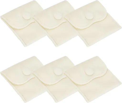 3x3 Inch Velvet Jewelry Pouches, 6 Pcs Packaging Gift Bags with Snap Button for Bracelet Necklace Rings Watch, Beige