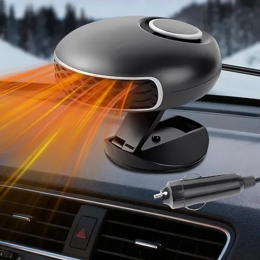Car Heater, Car Heater 2-in-1 Fast Heating and Cooling Car Heater Defroster, Automatic Heating Fan, 12.5 x 6 cm, 12V, 150W, Black
