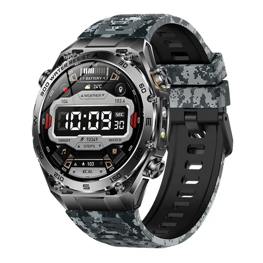Smart Watch with Bluetooth Calling - 1.53" IPS Screen Health Tracker with Heart Rate SpO2 Sleep Monitor - IP68 Waterproof Smartwatch - Blue Camo