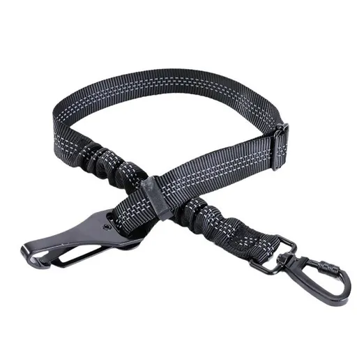 Dog Seat Belt 3-in-1 Car Harness for Dogs Adjustable Safety Seatbelt for Car Reflective Bungee Dog Car Harness with Clip Hook Latch & Buckle, Swivel Carabiner (Black)