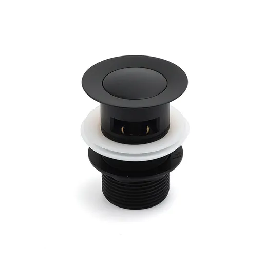 Matt Black Brass 32mm Push Pop Up Waste Plug Overflow Basin Sink Drain Outlet