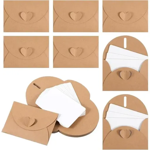 30 Pack Mini Envelopes with Cards, 10.2 x 7 cm